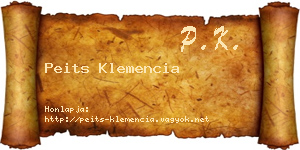 Peits Klemencia névjegykártya